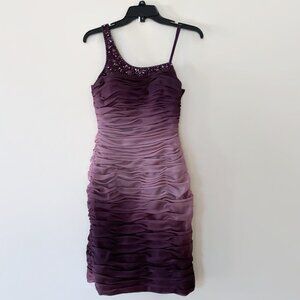 Elegant one shoulder body con dress,. Beaded neckline dress